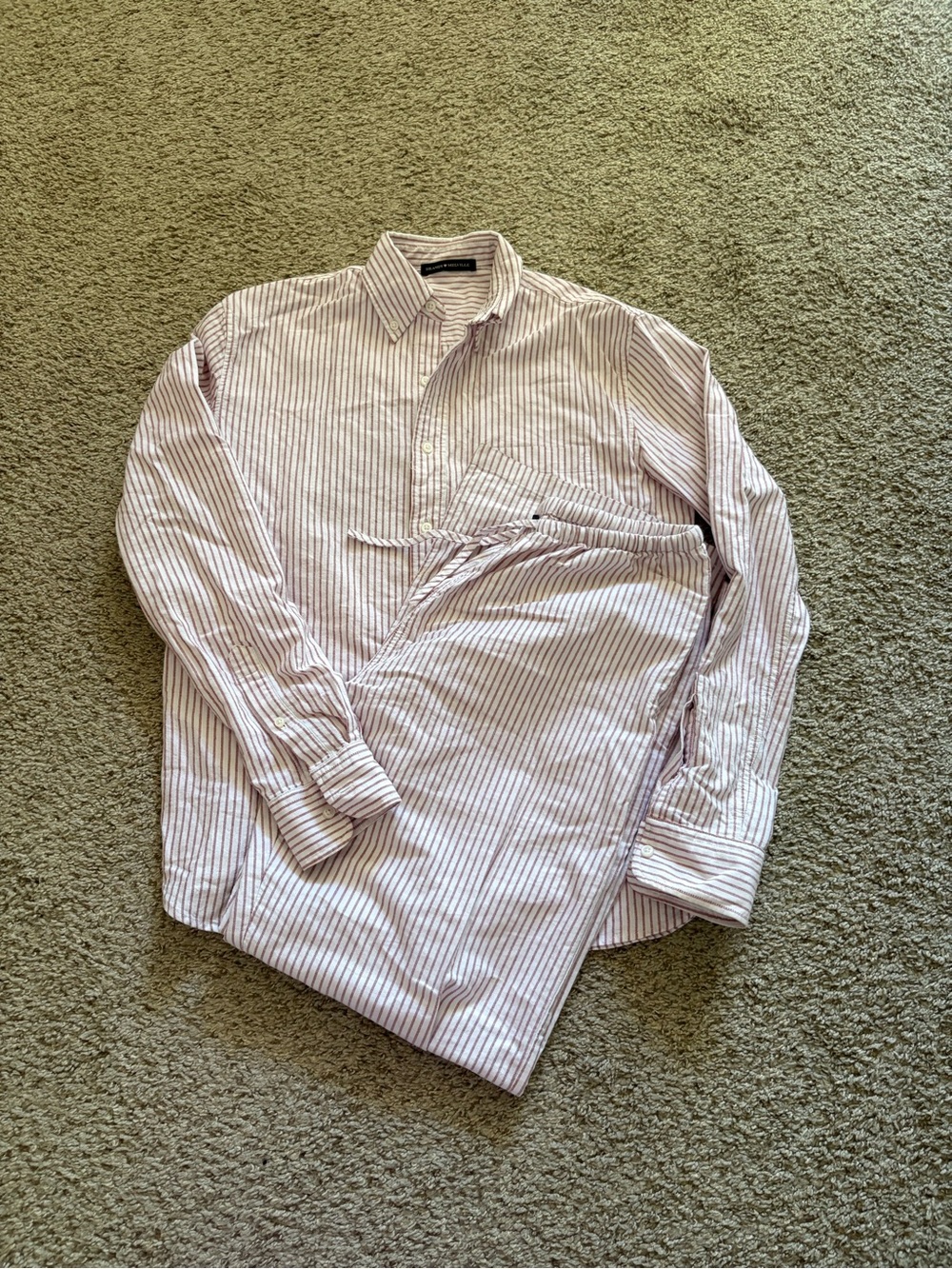 Brandy Melville Light Pink and White Striped Button-Down Shirt